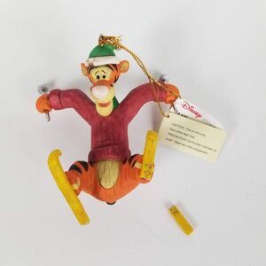 Vintage Disney Store Tigger Ornament 2002 Skiing Christmas Holiday Damaged Pooh